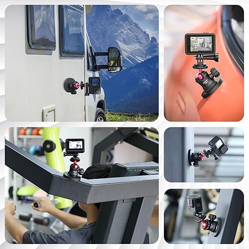 Miniatura 5 de ULANZI Soporte magnético para cámara de acción, fuerte soporte magnético con cabezal de bola de rotación de 360° y 6 imanes integrados, compatible
