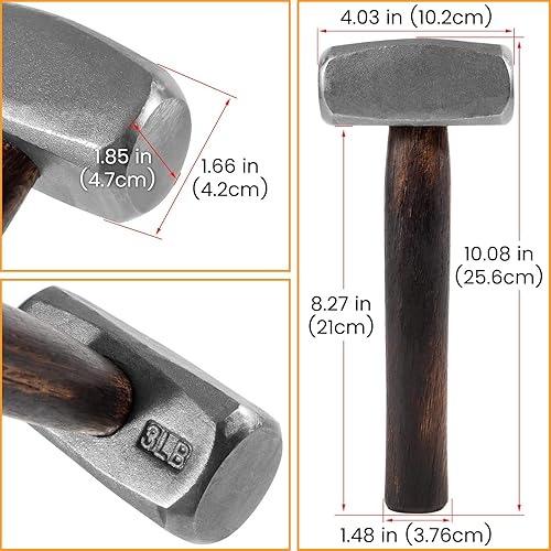 Miniatura 14 de Blacksmiths' Hammer 0000811-1000 Herramienta profesional de forja para metalurga, patrón sueco, cara cuadrada redonda, martillo de ingeniero
