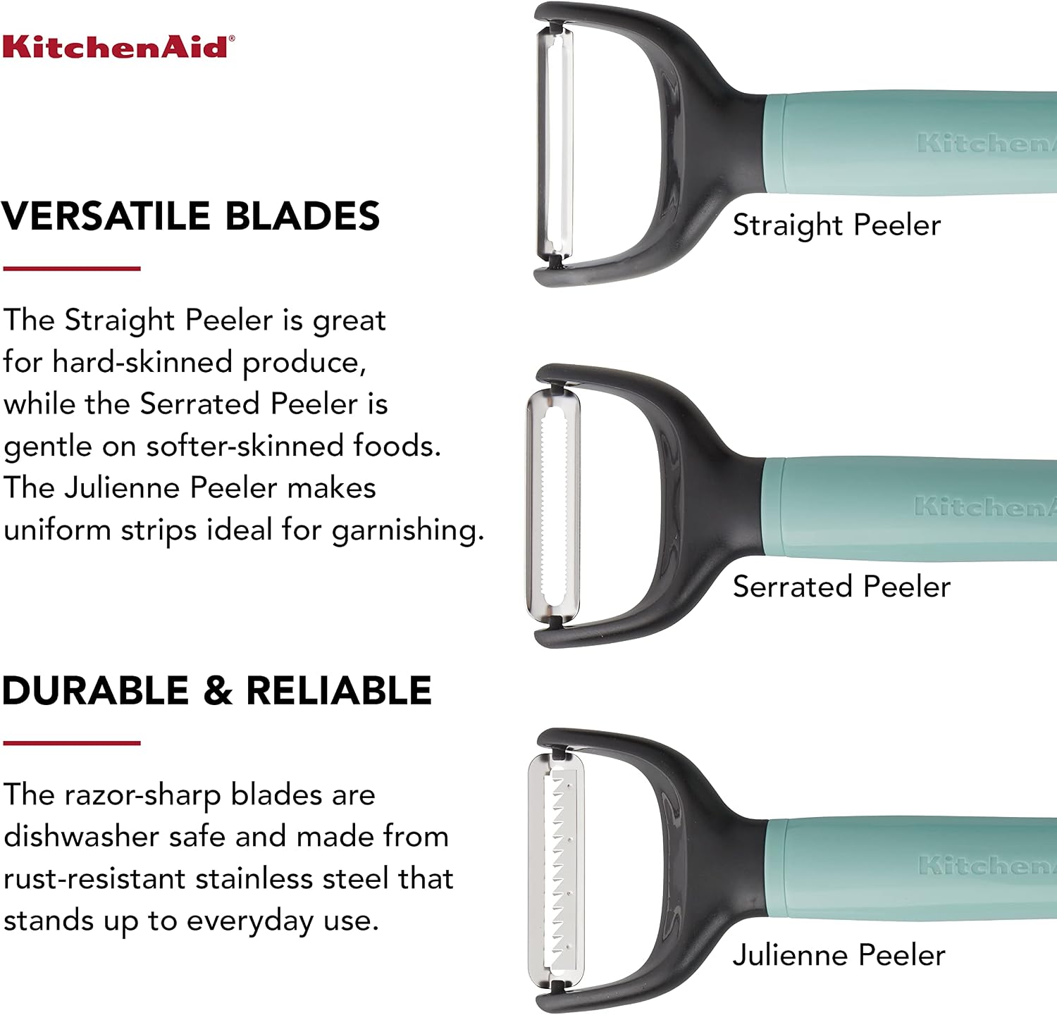 KitchenAid Universal 3-Piece Peeler Set, Aqua