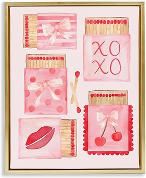 Pink Glam Matchbook Composition| Floating Frame Canvas Art