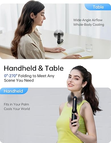 Miniatura 4 de JISULIFE Ventilador de mano con Powerbank de 4500 mAh Max 37 horas de tiempo de funcionamiento, bolsillo portátil con batería o ventilador personal