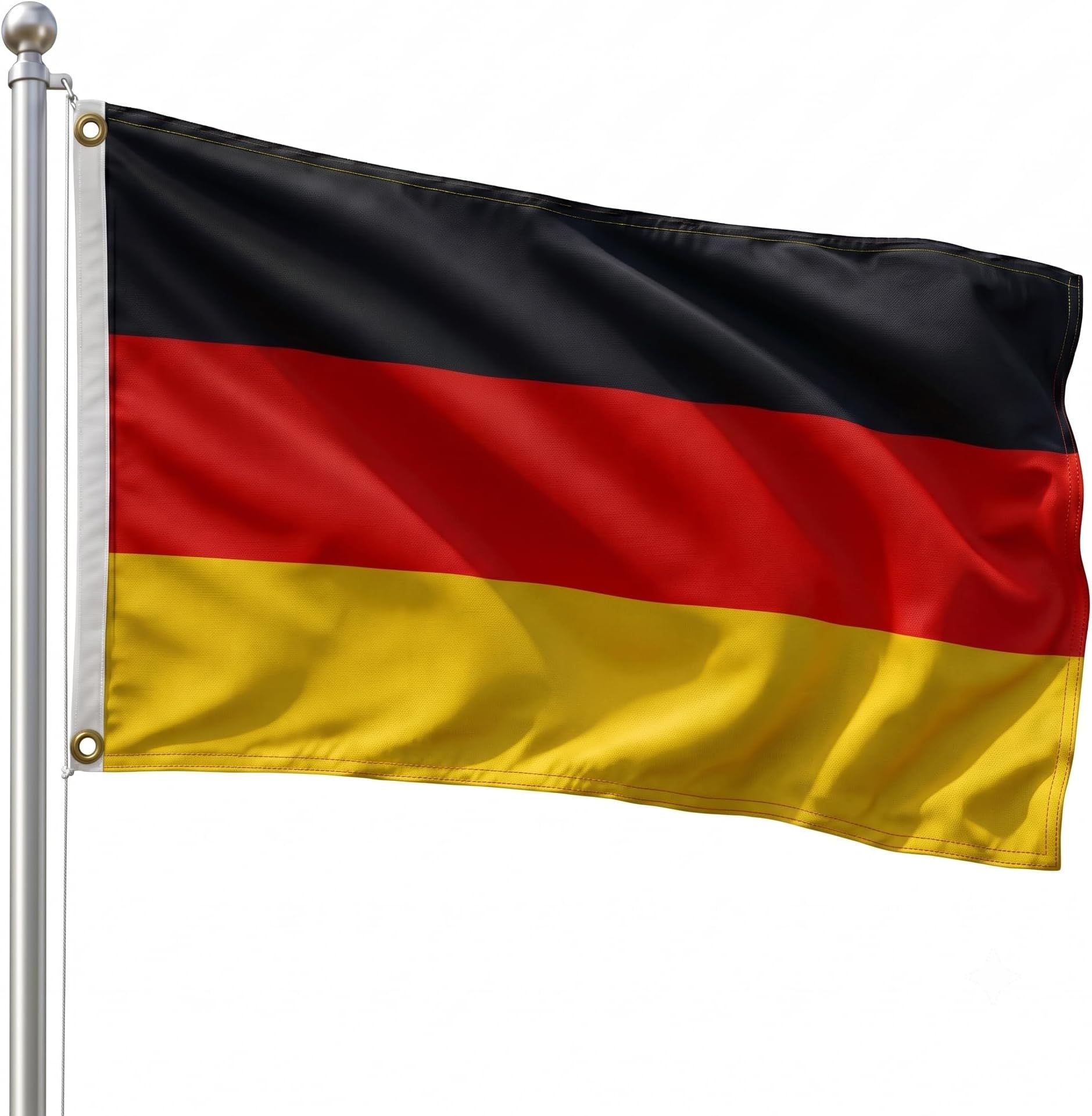 DMSE Germany National Flag, 2ft x 3ft - Fade-Resistant Outdoor & Indoor Flag - Quad-Stitched Fly End & Heavy-Duty Brass Grommets (2ft x 3ft)