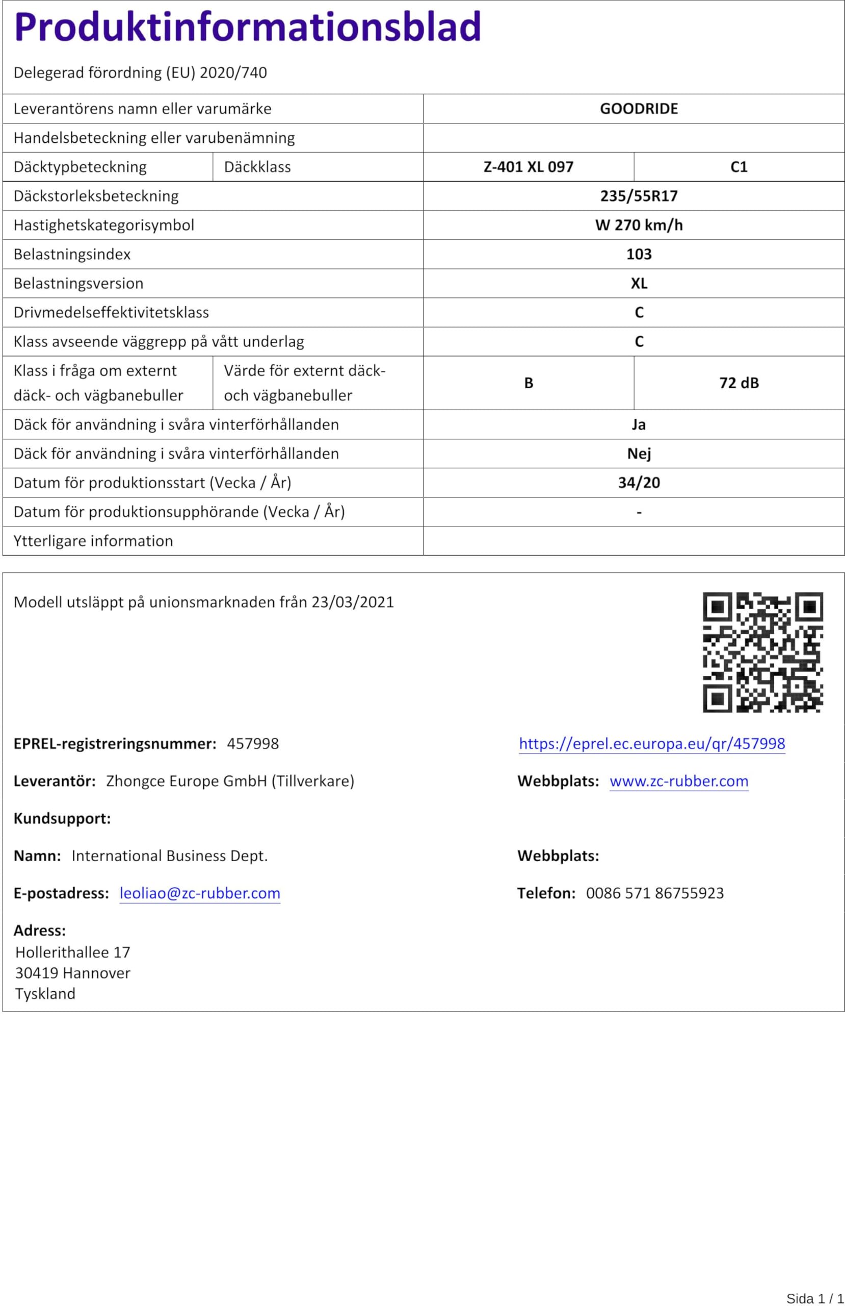 GOODRIDE 235/55 R17 103W Pneu 4 saisons XL