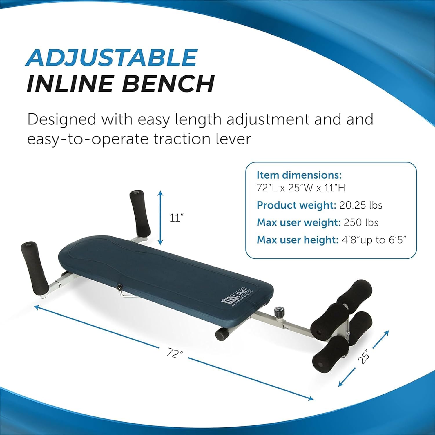 Adjustable InLine Bench dimensions