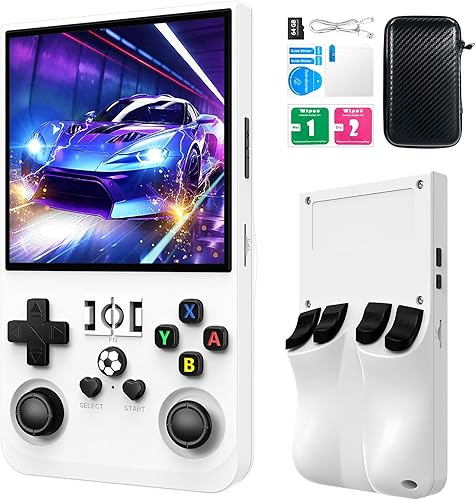 R36MAX - Consola de juegos de mano retro, consola de juegos retro con pantalla IPS HD de 4.0 pulgadas, consolas de videojuegos con memoria de 64 GB,