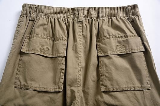 XinnanDe Men's Cotton Full Elastic Waist with Button Zipper Fly