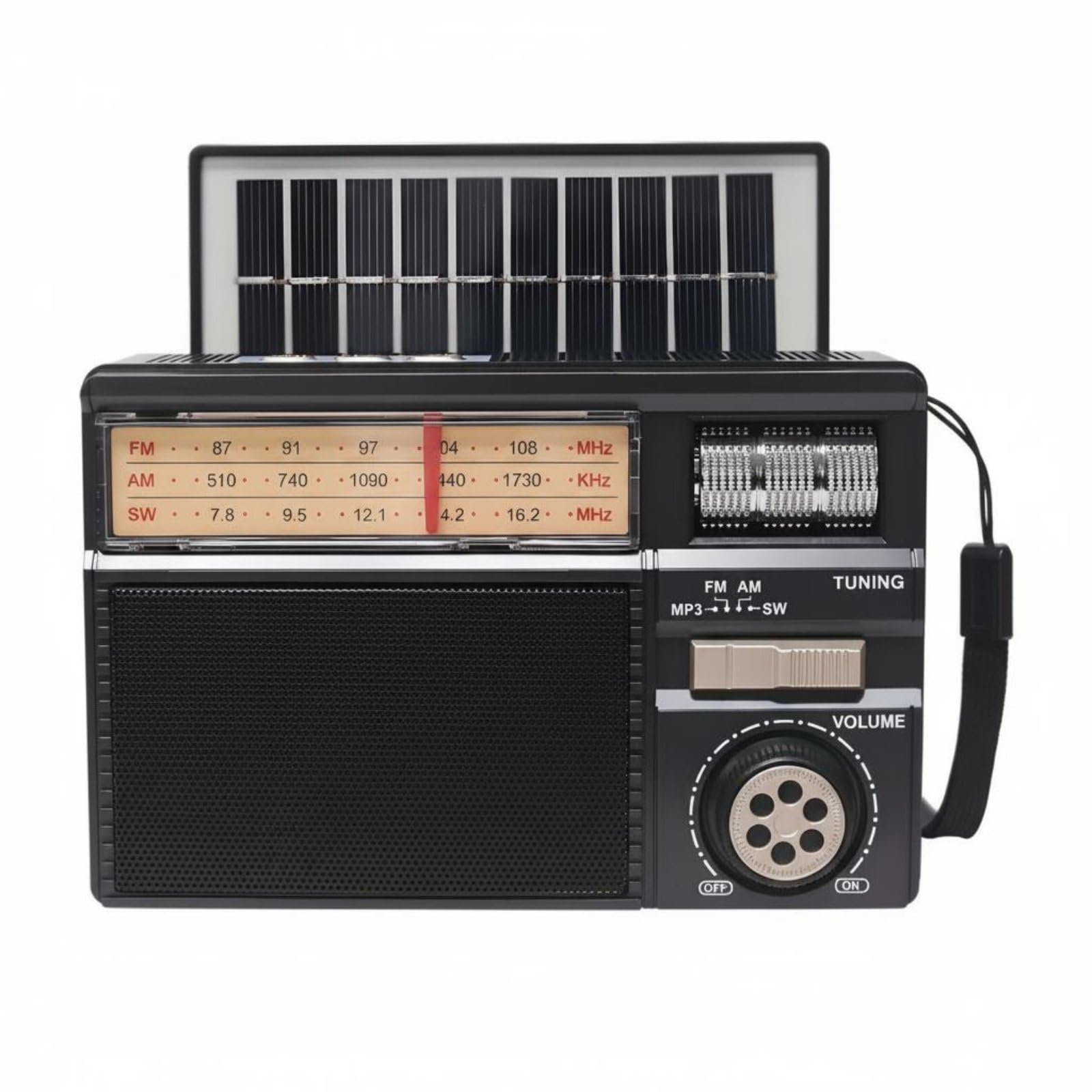 CALANDIS Solar Bluetooth Speaker USB Playback Rechargeable Frequency Modulation Speaker for Outdoor, Travel, Emergency, Black, Portable AM/FM s, Portable Audio & Headphones-image-46