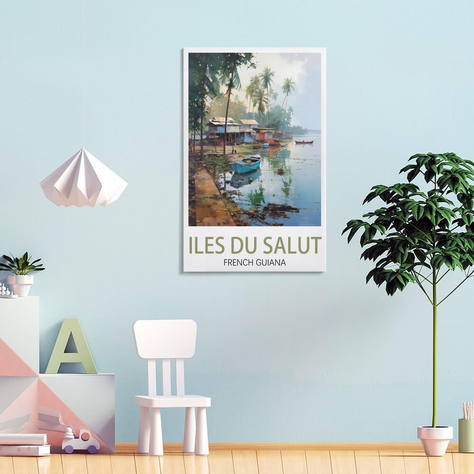CNAHEIZ Iles Du Salut Französisch-Guayana Vintage-Reiseposter, 40 x 60 cm, Leinwand-Kunstdruck, Gemälde für Wanddekoration, Wohnzimmer, Schlafzimmer
