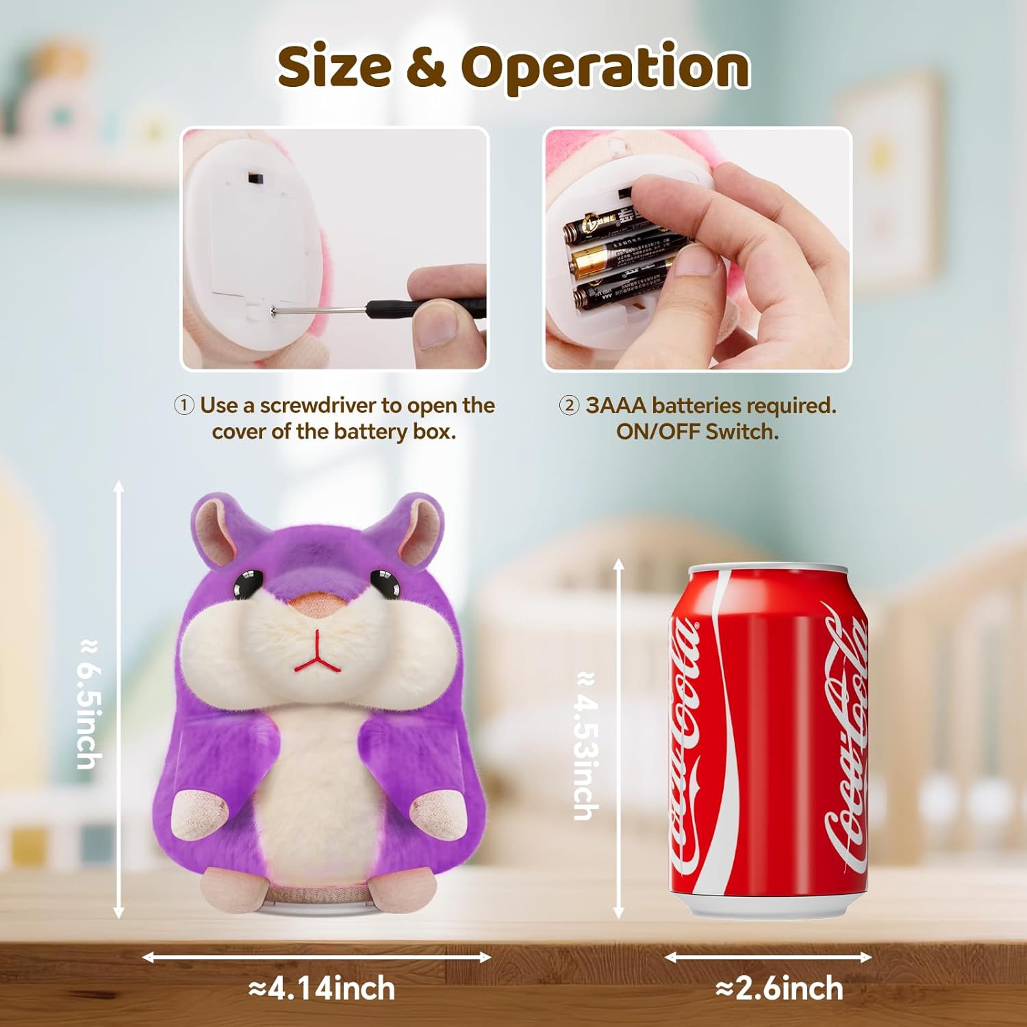 SANJOIN Kids Toddler Toys for Ages 2-4, Talking Hamster Repeats What You Say for Girls Boys, Interactive Plush Repeating Toy Gifts for 2 3 4 5 6 8 Year Old Boy Girl Birthday Gift (Purple)