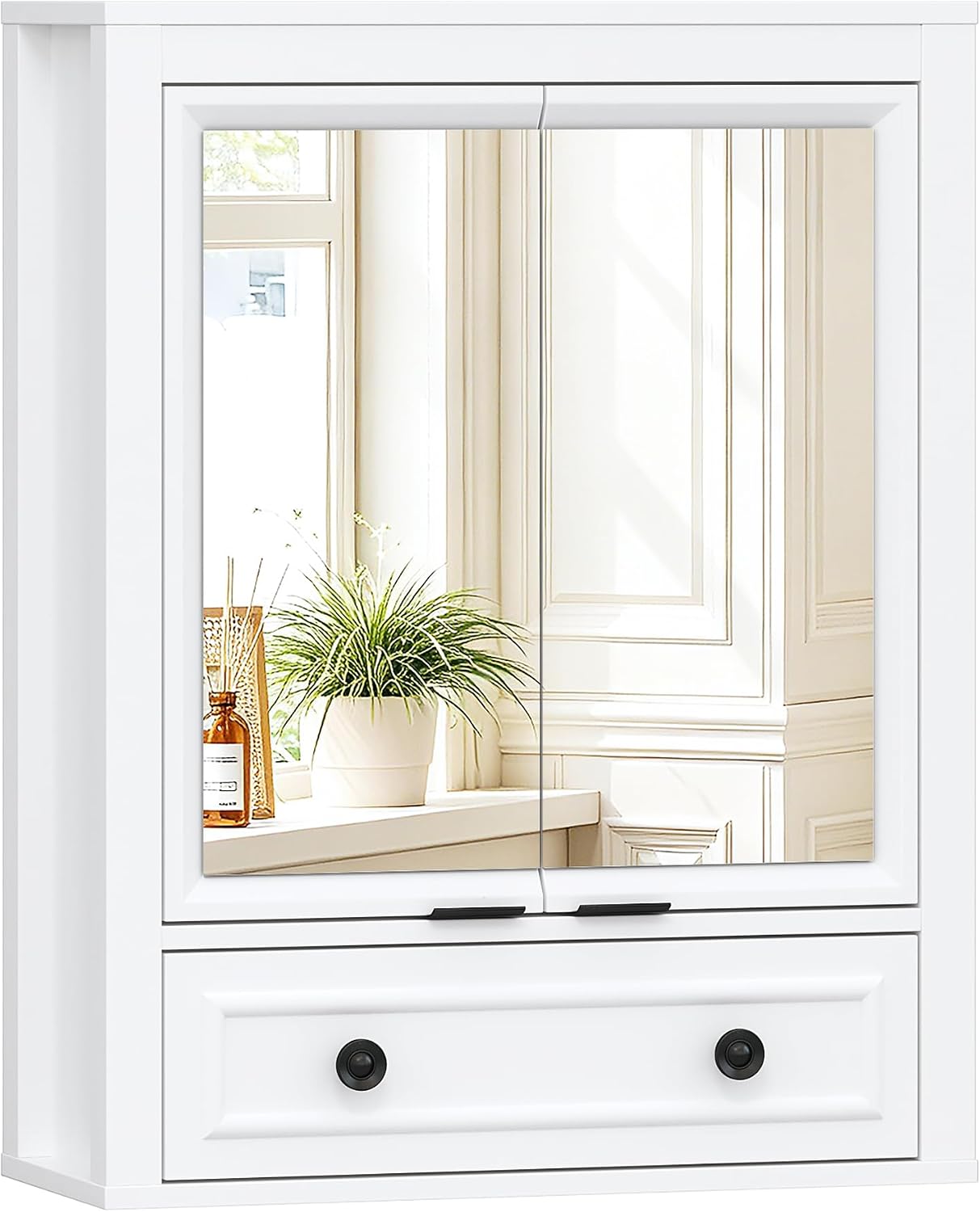 Spirich Bathroom Medicine Cabinet with Mirror and Tilt-Out Storage, White
