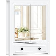Spirich Bathroom Medicine Cabinet with Mirror and Tilt-Out Storage, White