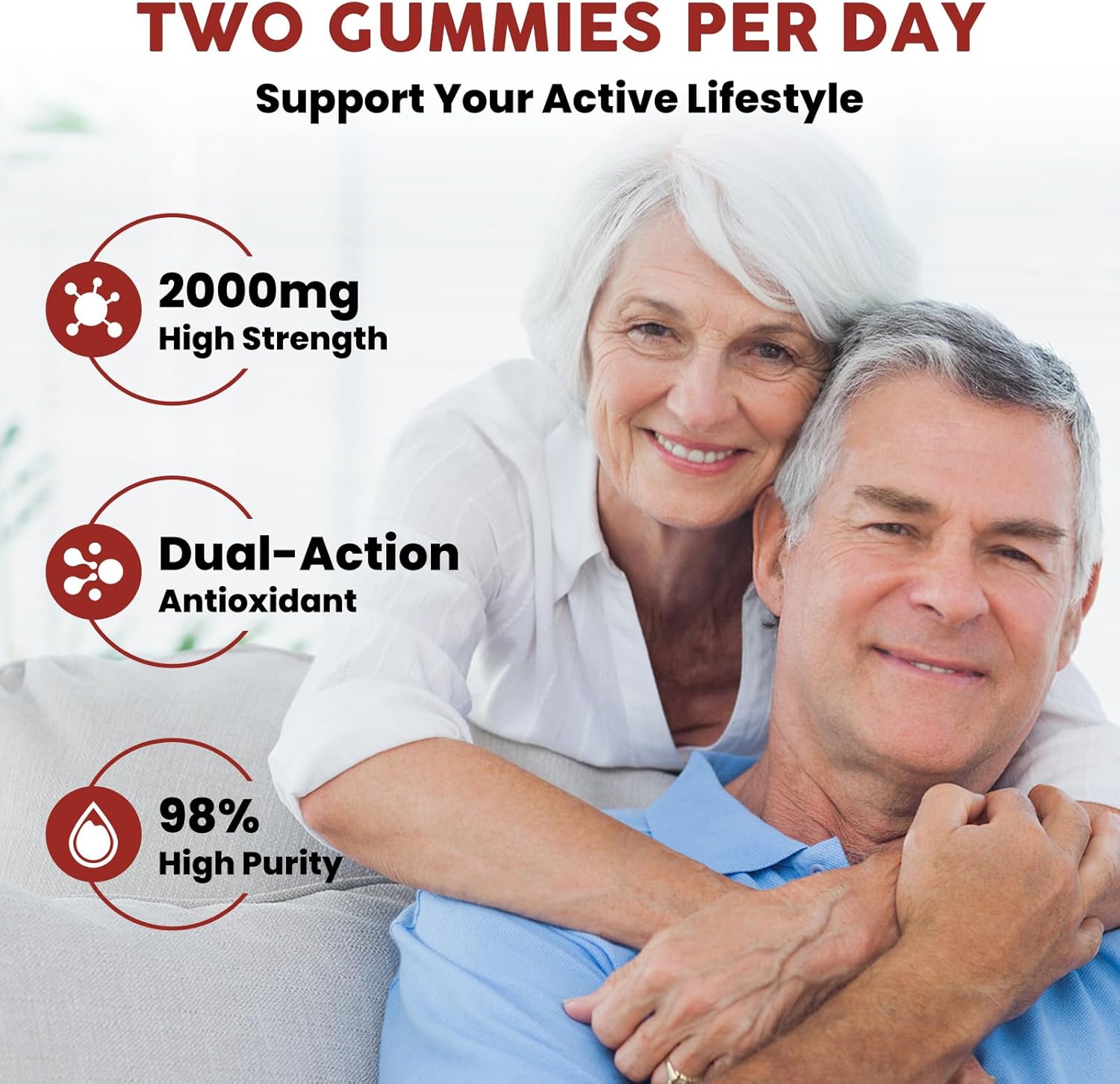 Red Yeast Rice 2,000mg with CoQ10 Gummies - Max Strength Extract Red Yeast Rice Supplement with CoQ10 200 Plus Citrus Bergamot, Cholesterol Lowering Supplements,Vegan, Non-GMO – 120 Counts