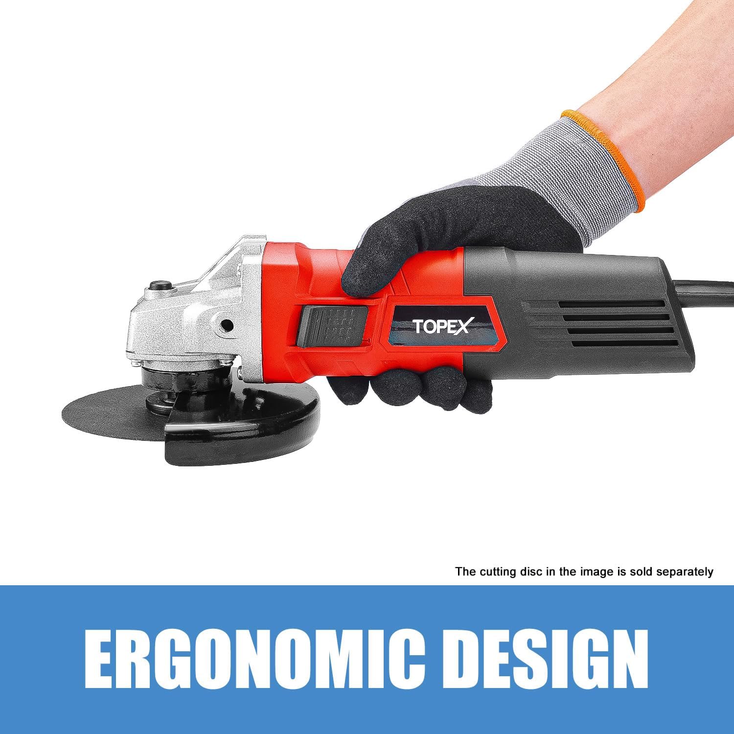 Heavy Duty TOPEX 900W 125mm 5” Angle Grinder Tool with Side Handle Protection Switch Safety Guard