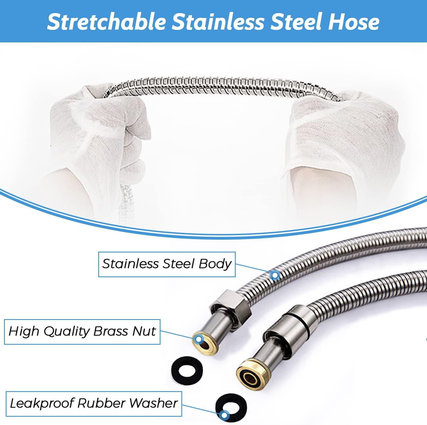 Solid Metal Brushed Nickel Handheld Shower Head With Extra Long Stainless Steel Hose & Brass Holder ,Equipped with Flow Valve to Control Water Pressure, Hotel Quality