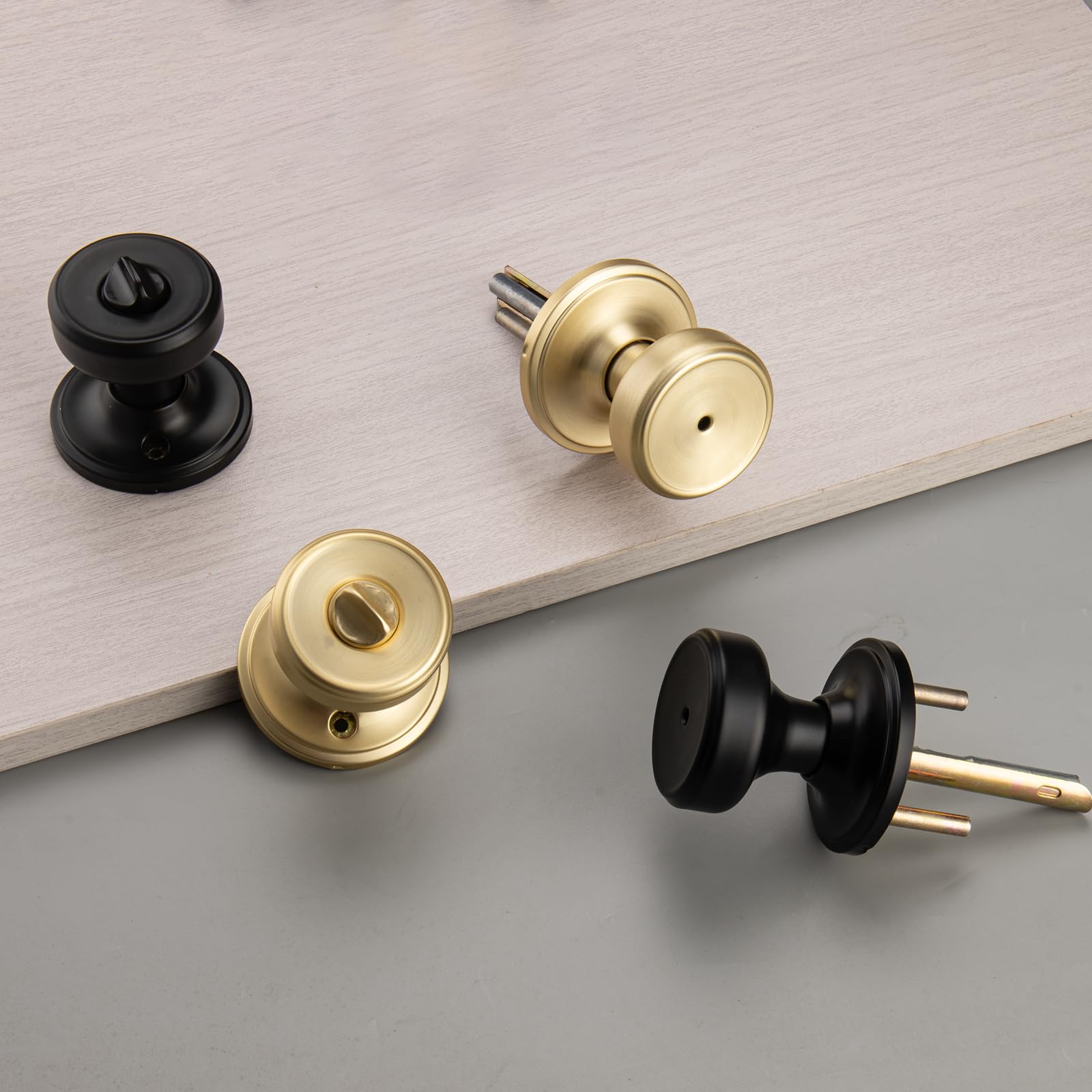 Black Door Knobs with Lock - Privacy Design -5