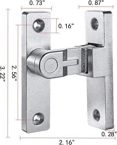 Miniatura 2 de Pestillos de puerta de ángulo recto de 90 grados, hardware de cierre abatible de aleación de zinc plateado  Cerraduras de seguridad de aleación de