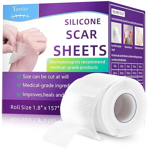 Miniatura 8 de Silicone Scar Sheets, Silicone Scar Tape(1.6"x 60" Roll-1.5M), Medical Grade Scar Sheets, Scar Tape for Surgical Scars, Burn, C-Section, Keloid