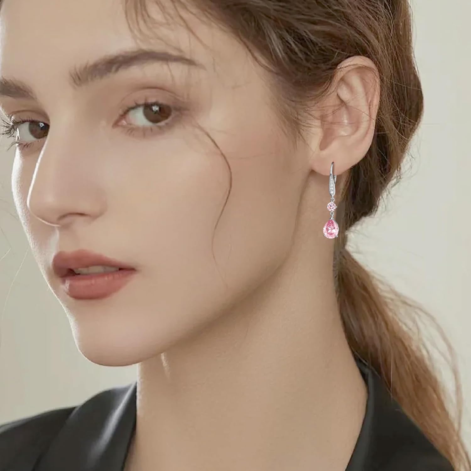 Teardrop Birthstone Dangle Drop Earrings for Women 925 Sterling Silver Leverback Earrings Mother's Day Birthday Christmas Anniversary Jewelry Gifts for Women Mom Wife Her