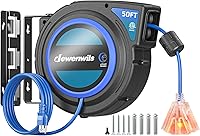 Vista 11 de DEWENWILS Carrete de cable de extensión retráctil, cable de alimentación resistente de 50 pies, 14AWG/3C SJTOW, 3 tomas de tierra con triple llave