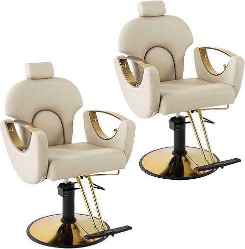 Vista 41 de KIGOTY Silla de peluquería reclinable, silla de peluquería reclinable, sillas de peluquería de altura ajustable para estilista, silla de peluquería
