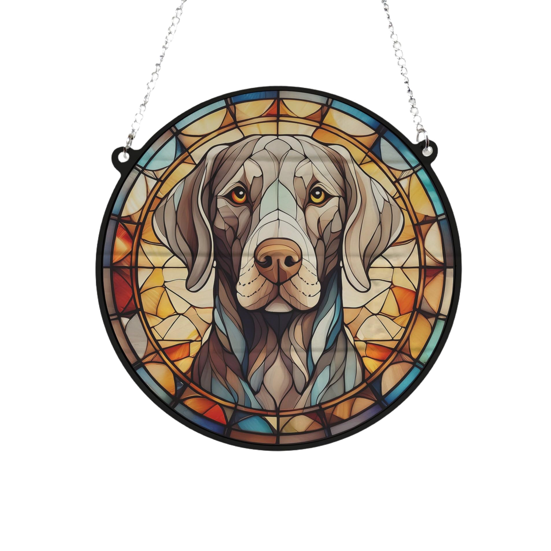 Weimaraner Stained Glass Effect Suncatcher Gift for Dog Lovers - 19cm