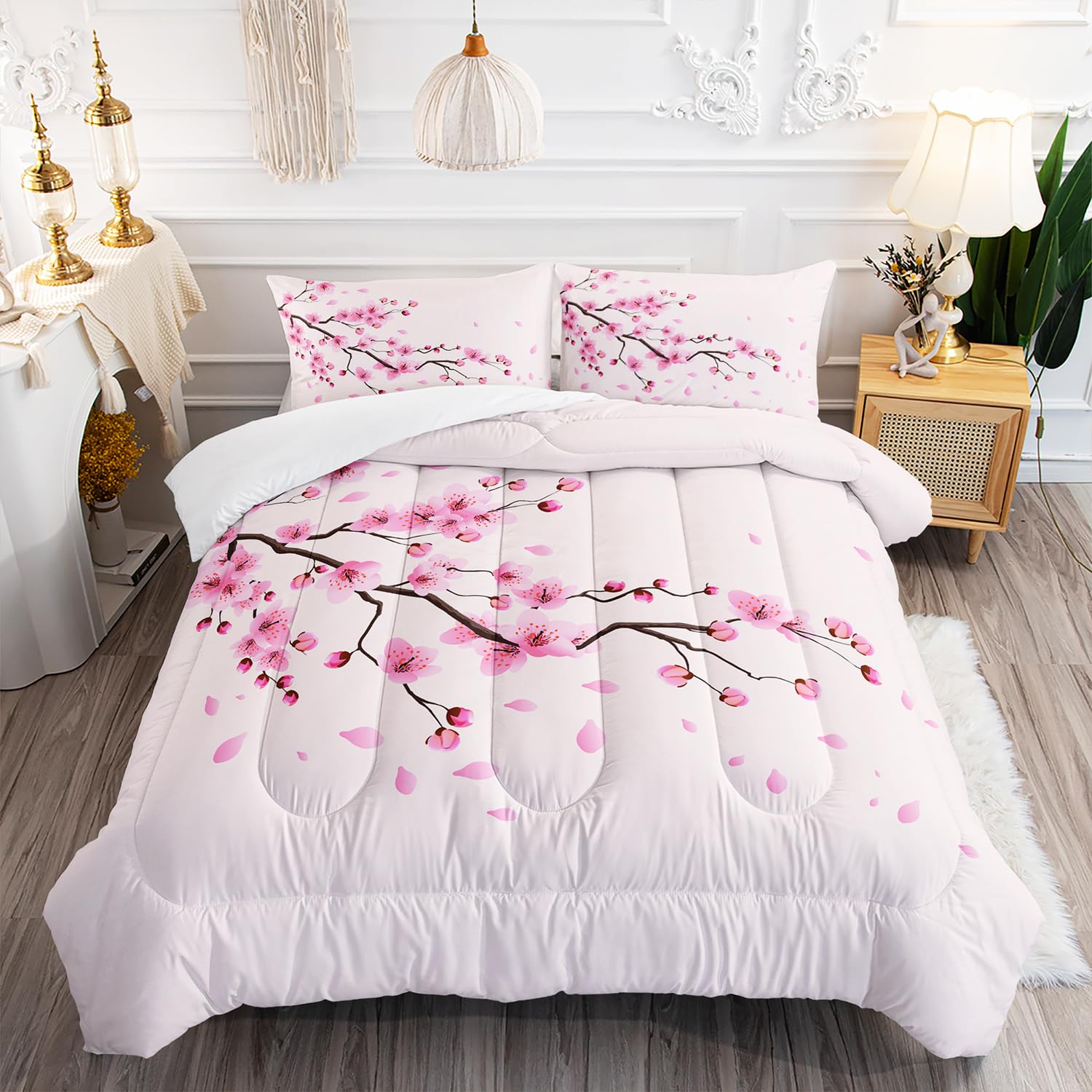 XYNHML Cherry Blossoms Comforter Set