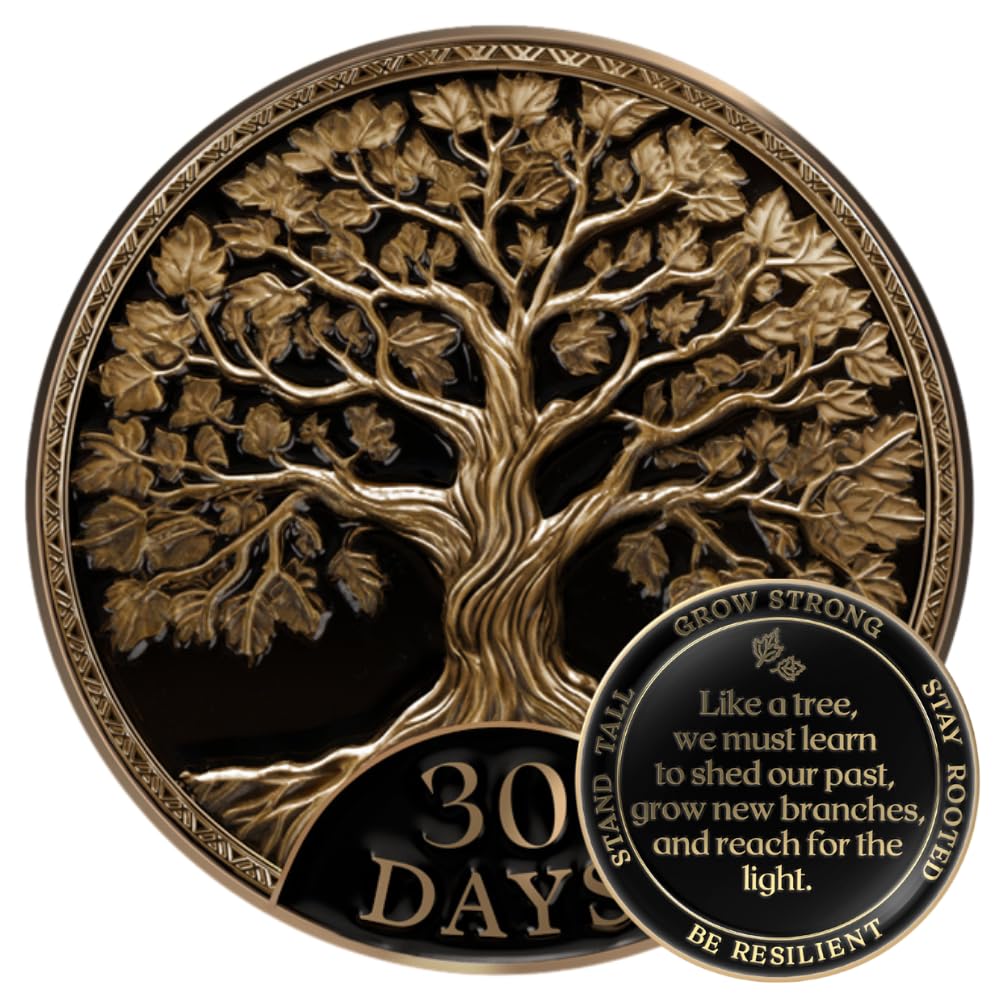 MilestoneMint 30 Days Sobriety Coin, Tree of Life, AA Coins and Medallions