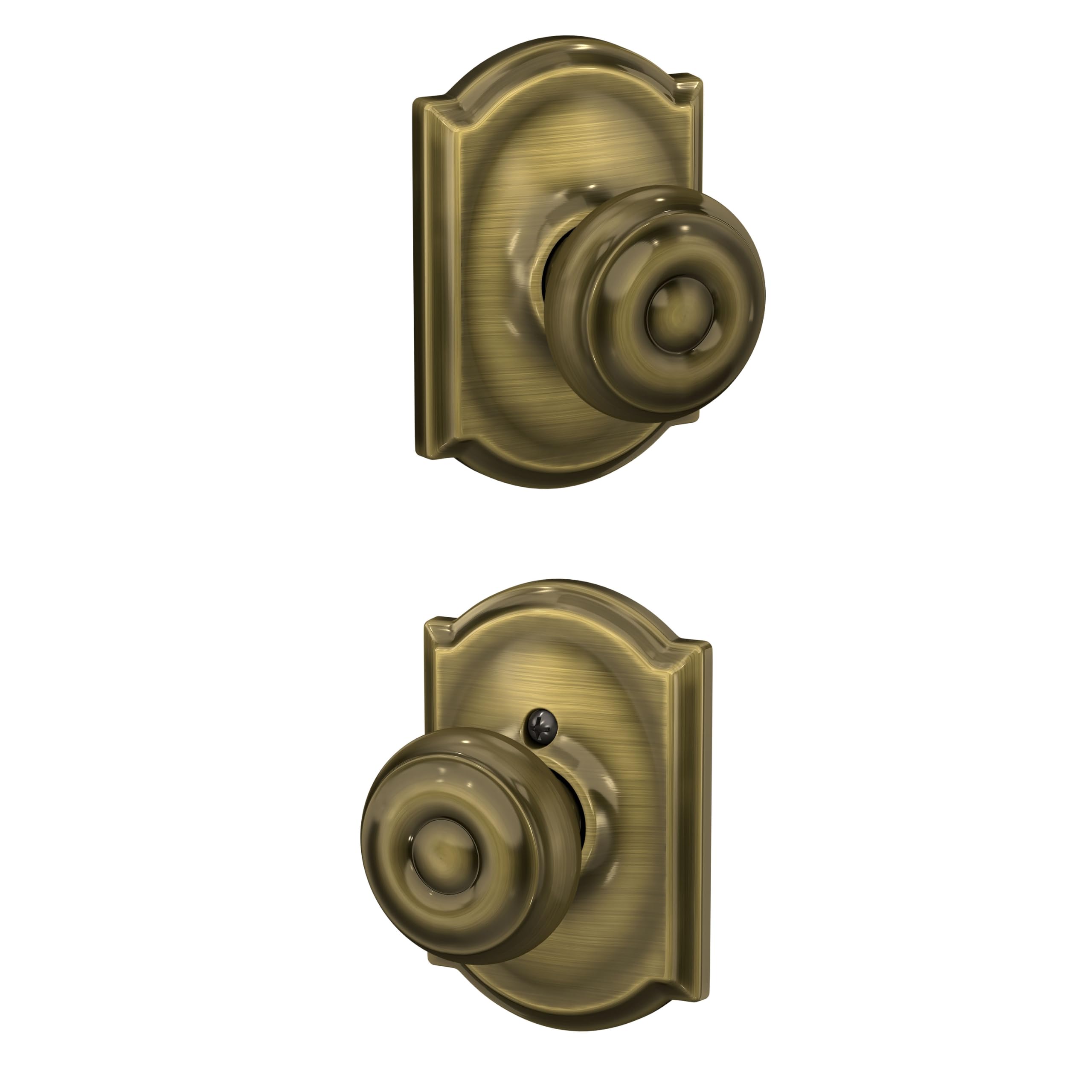 SCHLAGE Georgian Hall/Closet Passage Door Knob, Antique Brass