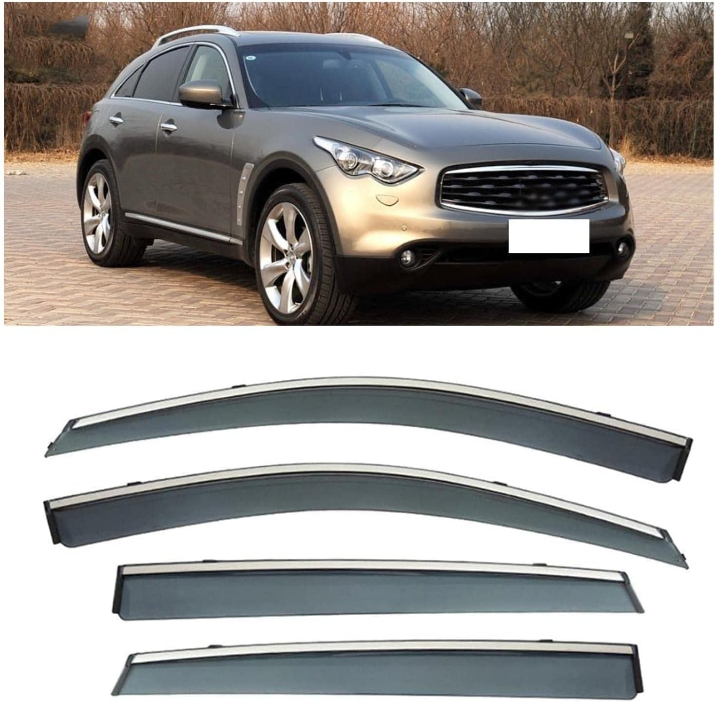 PANXUC Car Wind Deflectors for Infiniti F35 2009-2017, Side Window Wind Rain Deflector Window Visor Sun Rain Guard Smoke Guards