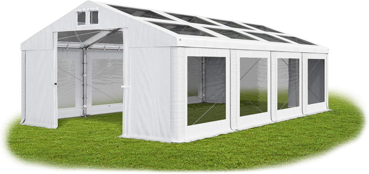 Das Company Transparentes Partyzelt 4x8 m wasserdicht weiß ganzjährig