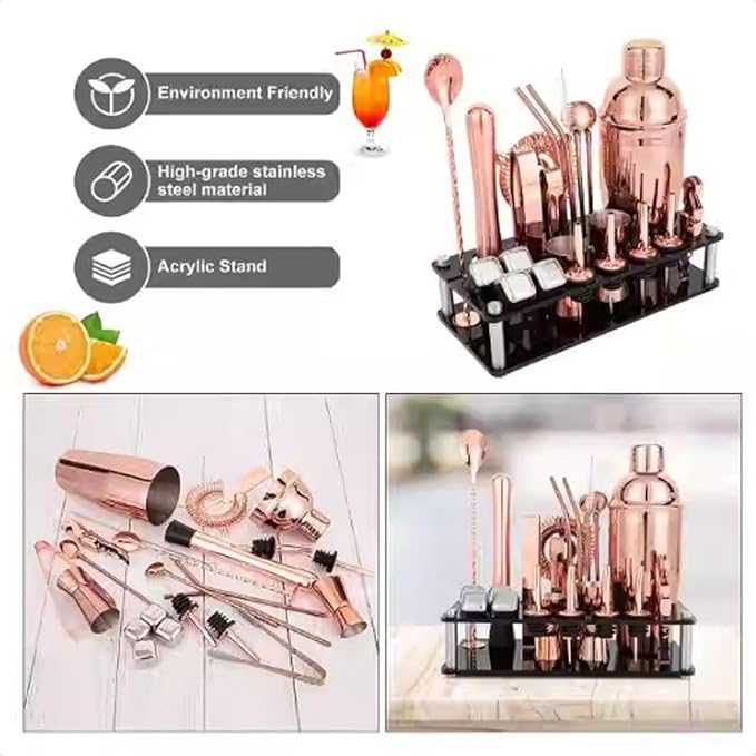 Set de Coctelera de 24 Piezas Rose Gold, Kit de Bartender miniatura 5