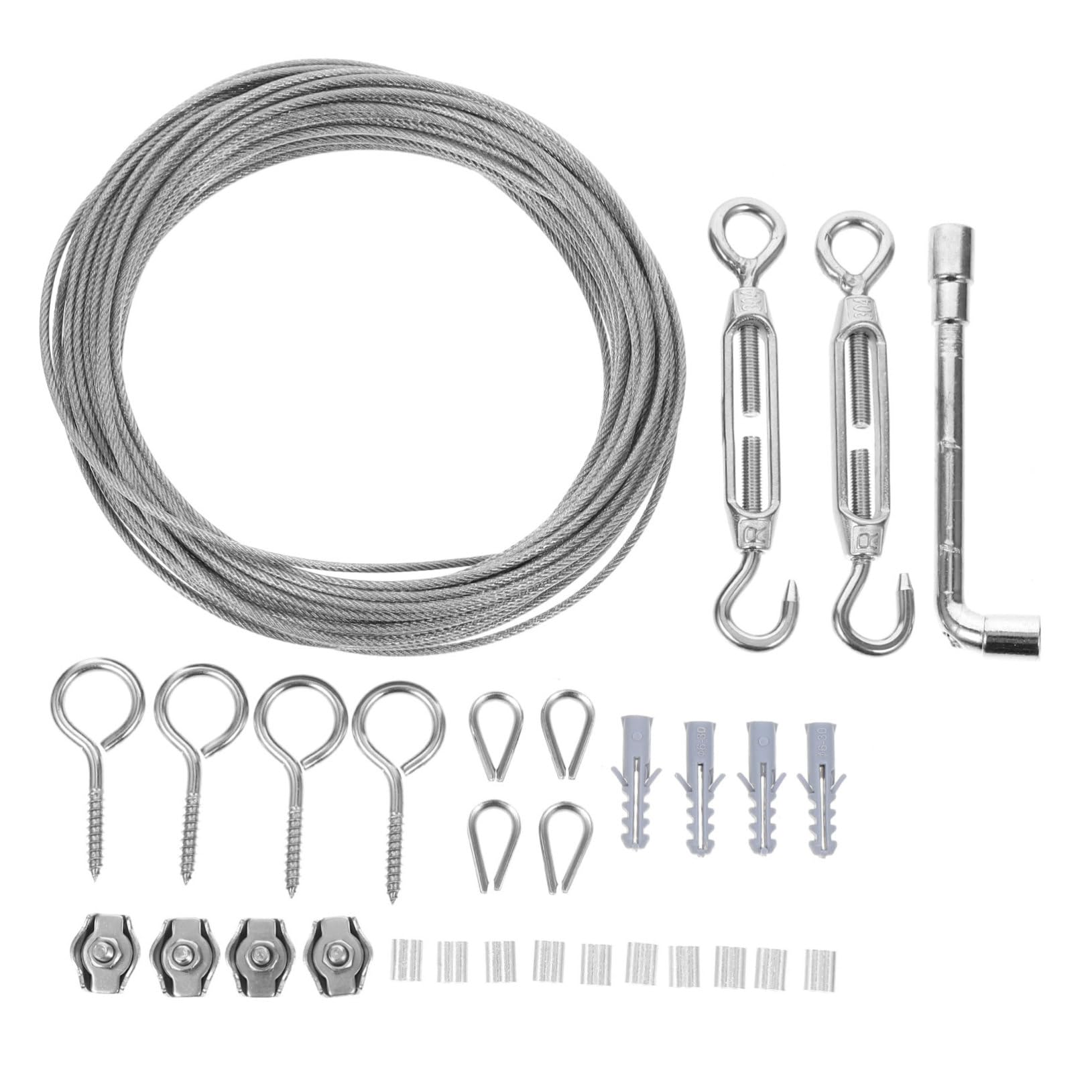 BESTYASH Outdoor Wire Rope Kit 1 Set Steel Wire Rope Hanging Light Cord Tensioner Turnbuckle