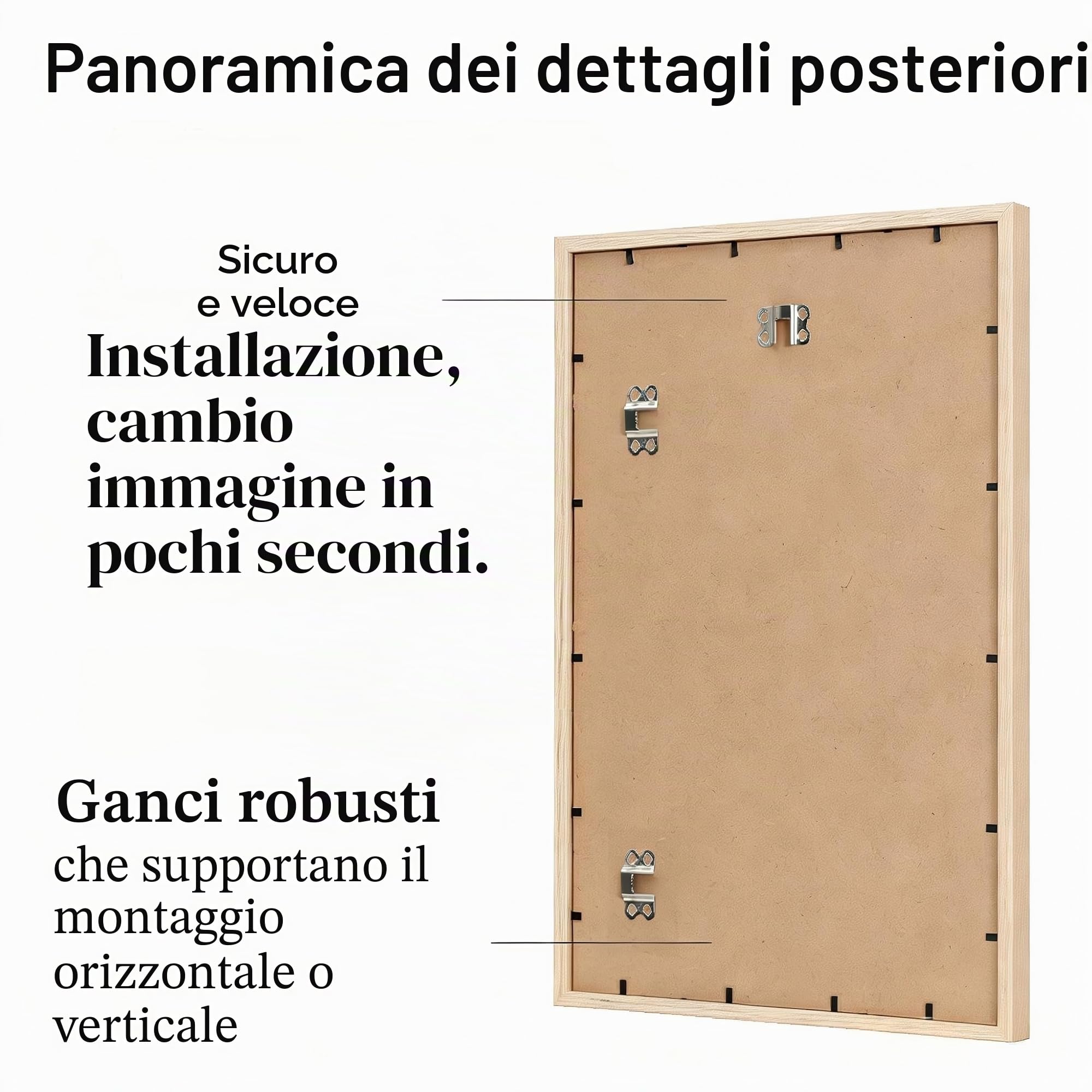 50x70cm Cornice Legno Chiaro, Beige, Acrilico Antiriflesso, 2 pezzi | Cornici sottili moderne appendibili orizzontali e verticali, adatte per foto, puzzle, poster e collage