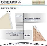 Vista 5 de Windscreen4less Toldo Vela de Sombra Solar Impermeable de 10'x15' Rectangular Cubierta de Toldo con Bloqueo UV para Patio Trasero, Terraza, Beige