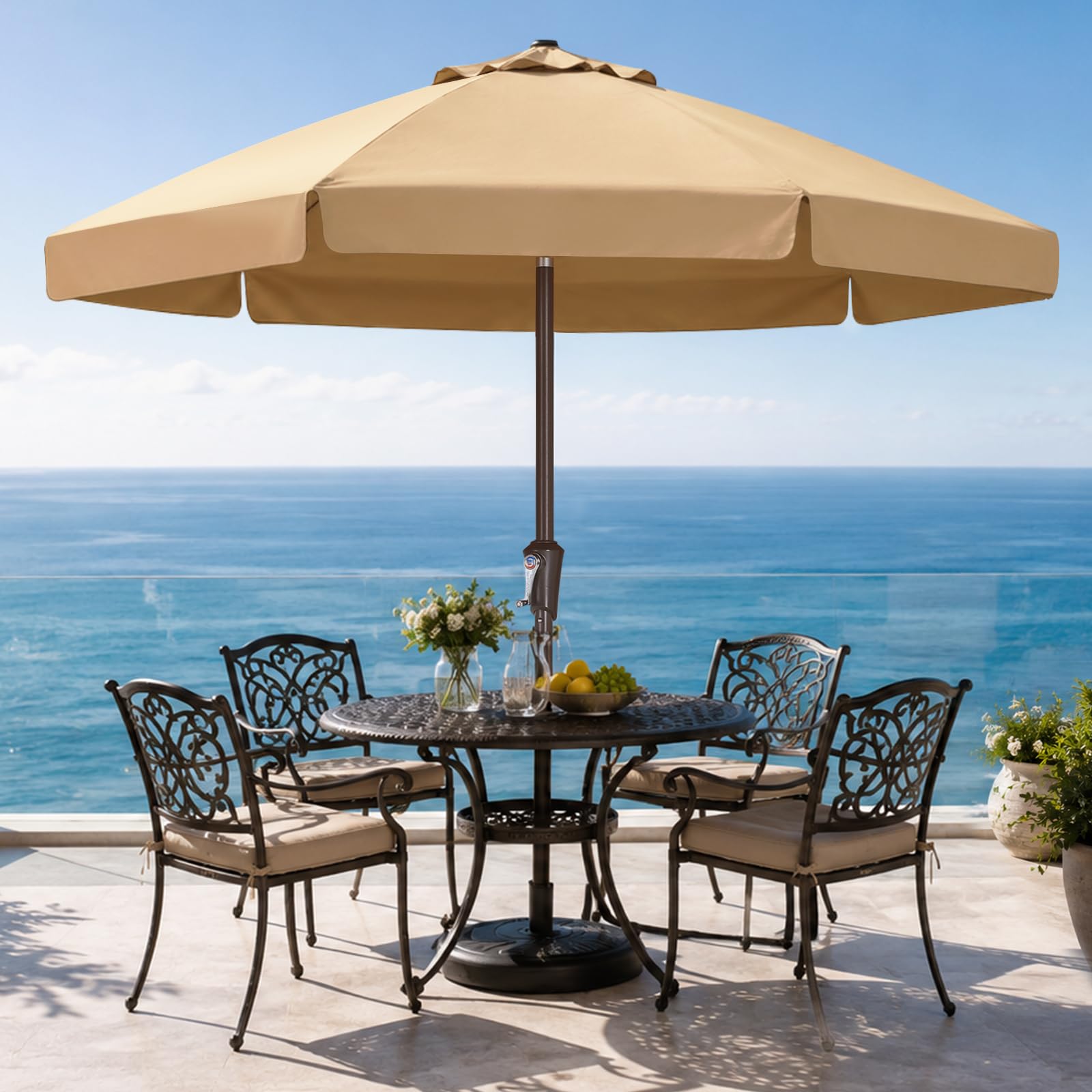 ABCCANOPY Parasol de table inclinable avec bouton poussoir pour jardin, terrasse, cour et piscine, 8 baleines, 13 couleurs