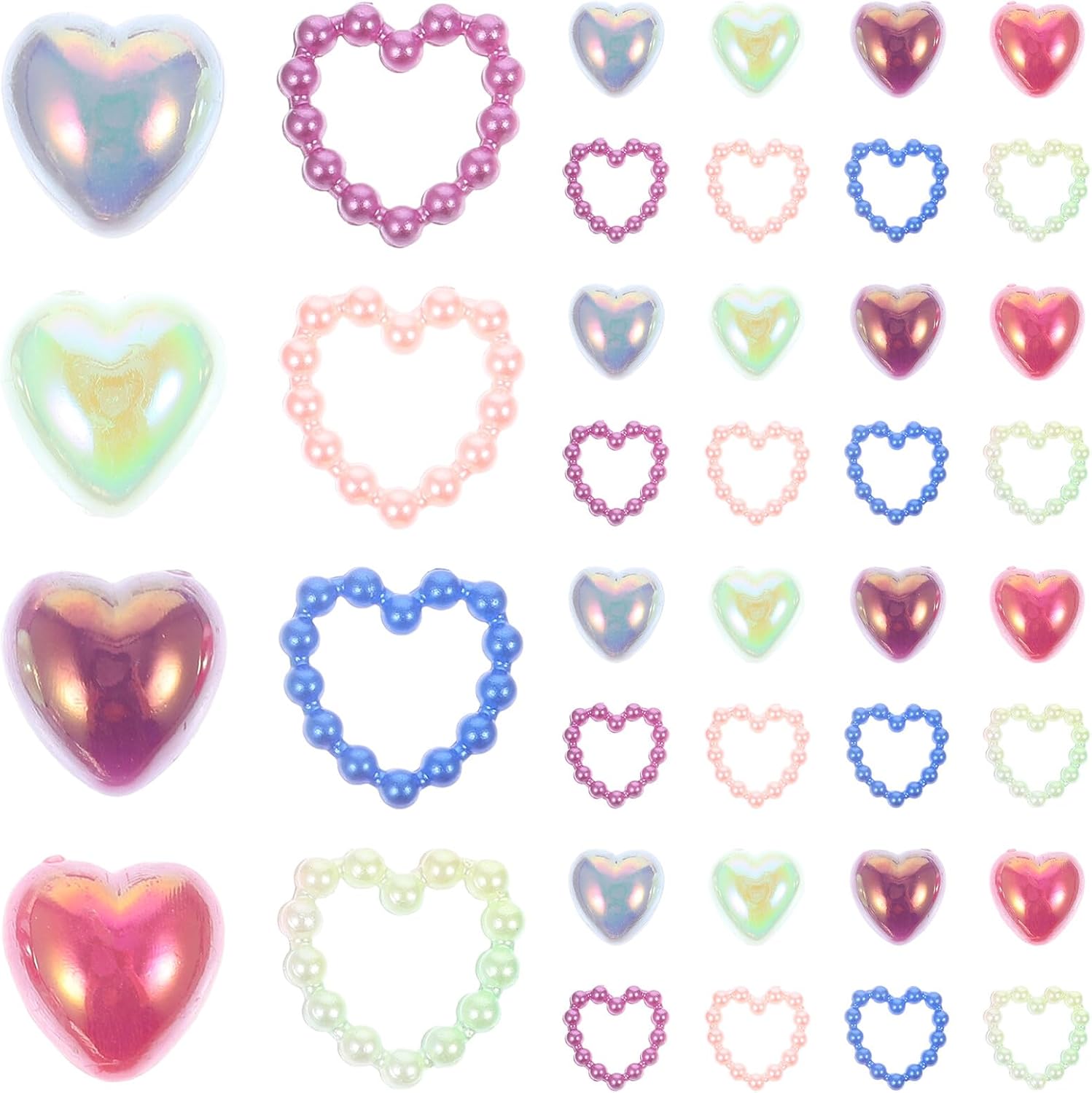 LIFKOME Heart Shaped Flat Back Pearl Nail Charms DIY Embellishments 50g Pack Mixed Colors for Nail Art Crafting Accessories