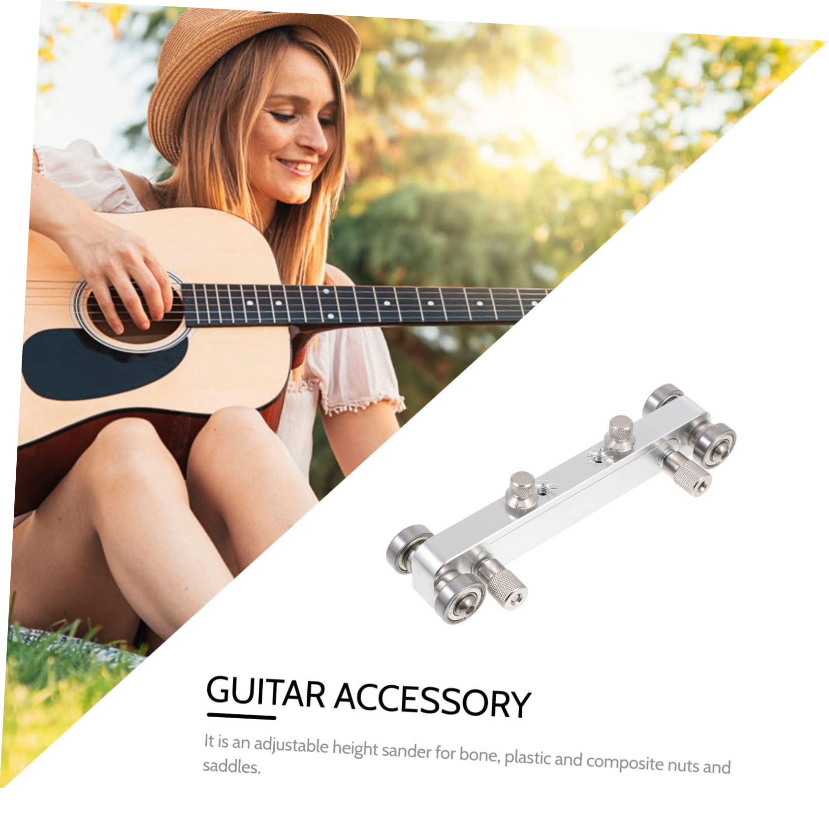 Herramienta de Reparación de Guitarra Lijadora Ajustable Plata | Aleación de Aluminio, para Cejuelas y Sillines de Hueso, Altura Regulable, Útil