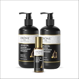 DIONE UK Keratin De Luxe Enrichment Combo of Shampoo, Conditioner and Hair Treatment Oil (Pack of 3) Price In India