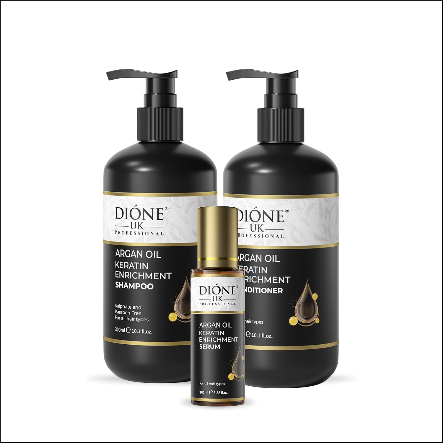 DIONE UK Keratin De Luxe Enrichment Combo of Shampoo, Conditioner and Hair Treatment Oil (Pack of 3) - Review, Price and Buying Guide