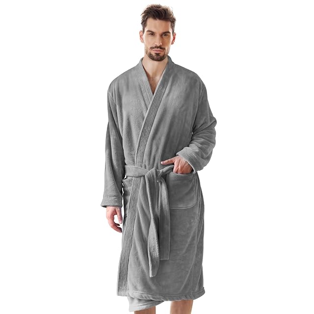 Towel Robe for Men - Ultra-Absorbent Soft Quick Dry Towel Bathrobe Kimono for Shower Spa Hotel