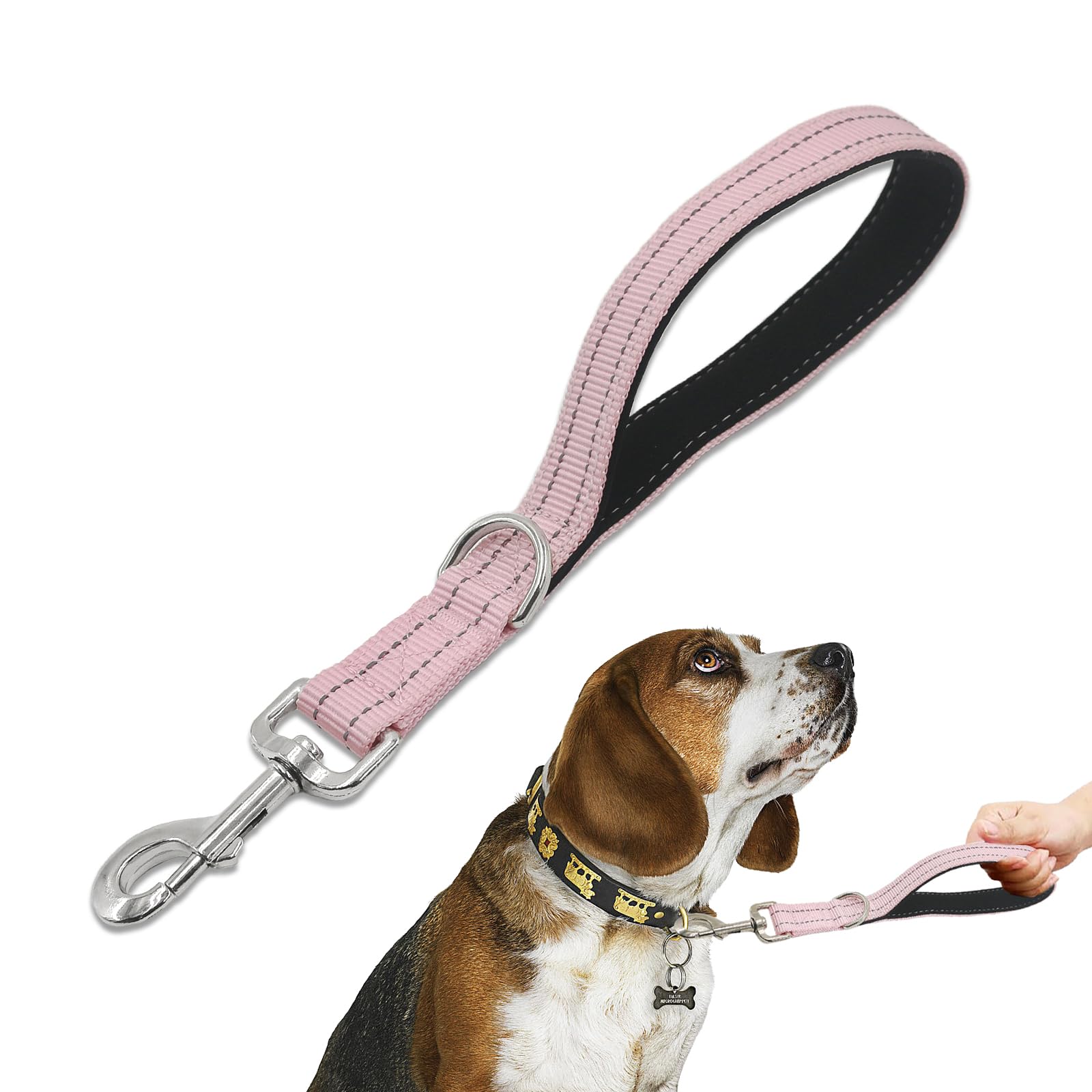 Short Traffic Dog Leash 12-inch Heavy Duty Padded Handle 1 FT Pink | eBay
