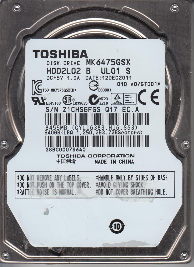 Amazon | MK6475GSX、A0/GT001M、HDD2L02 B UL01 S、東芝640GB SATA