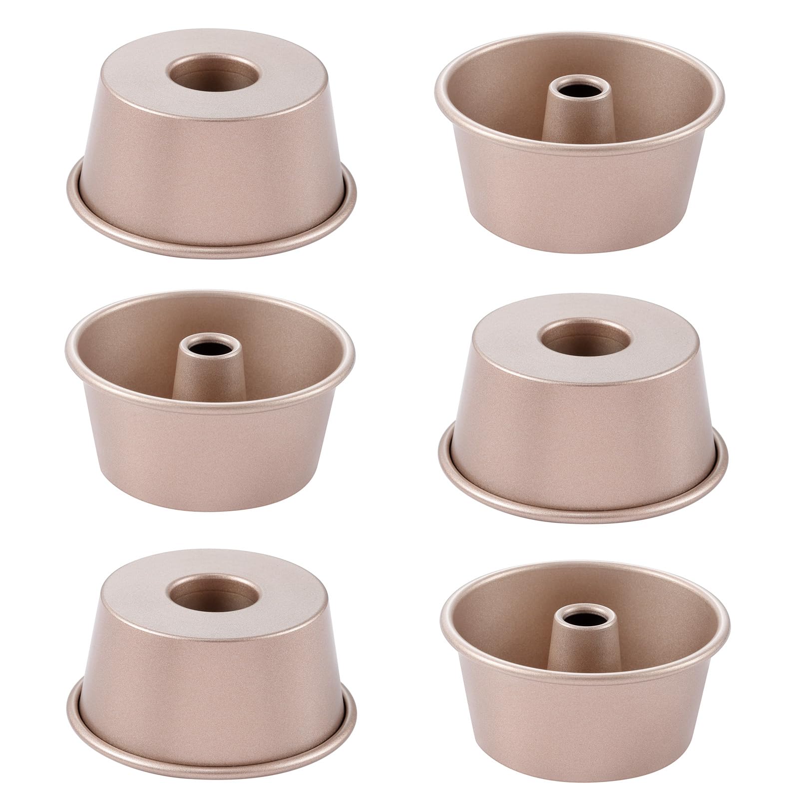 Mini-Engel-Kuchenformen, 10,2 cm, antihaftbeschichtet, Aluminiumrohr zum Backen von Chiffon, Gugelhupf und Biskuitkuchen, abnehmbarer Boden, leicht zu lösen, ofen- und spülmaschinenfest, 6 Stück
