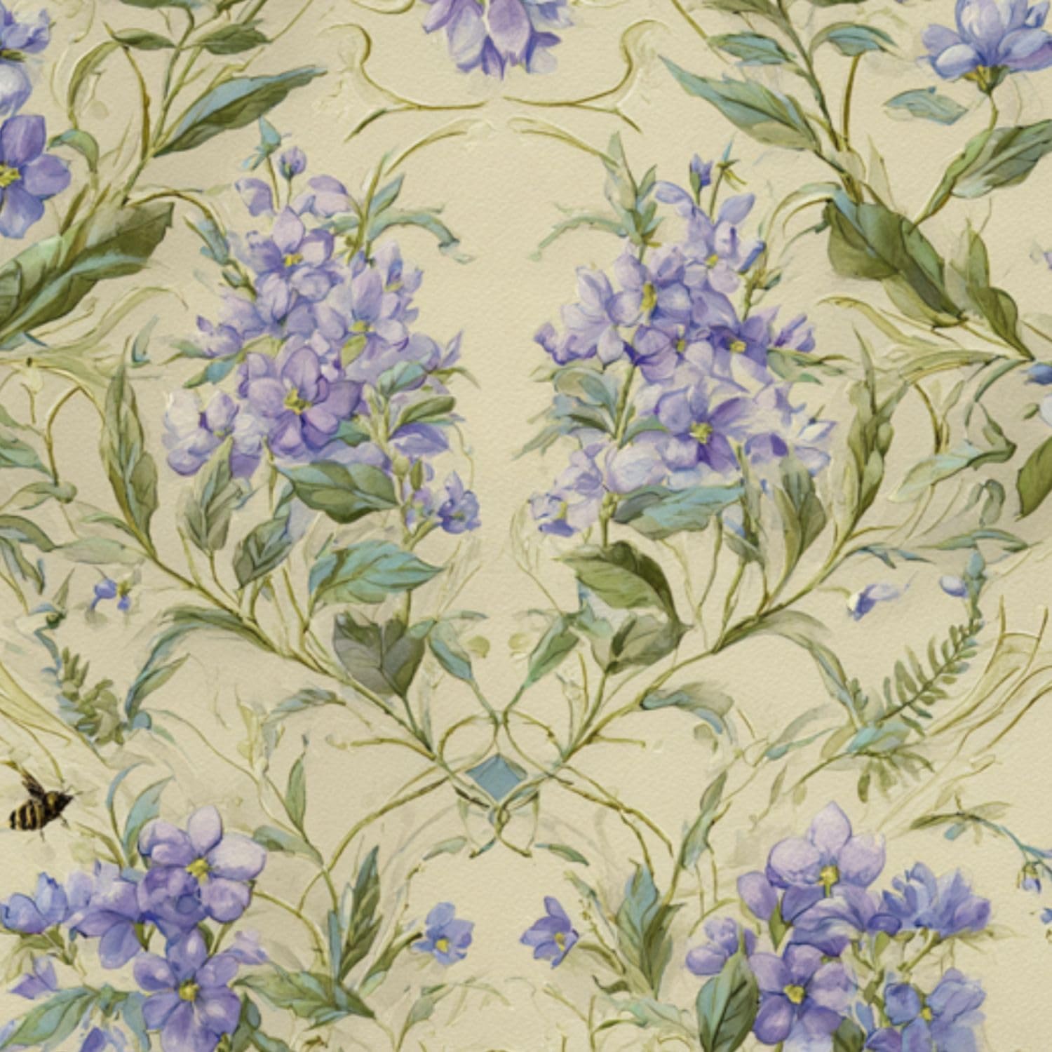 DERUINVAIO Self Adhesive Feature Removable Antique Watercolor Botanical Peel and Stick Vinyl Wallpaper Roll, Sticky Lining Paper for Bedroom, Living Room, Kitchen Walls