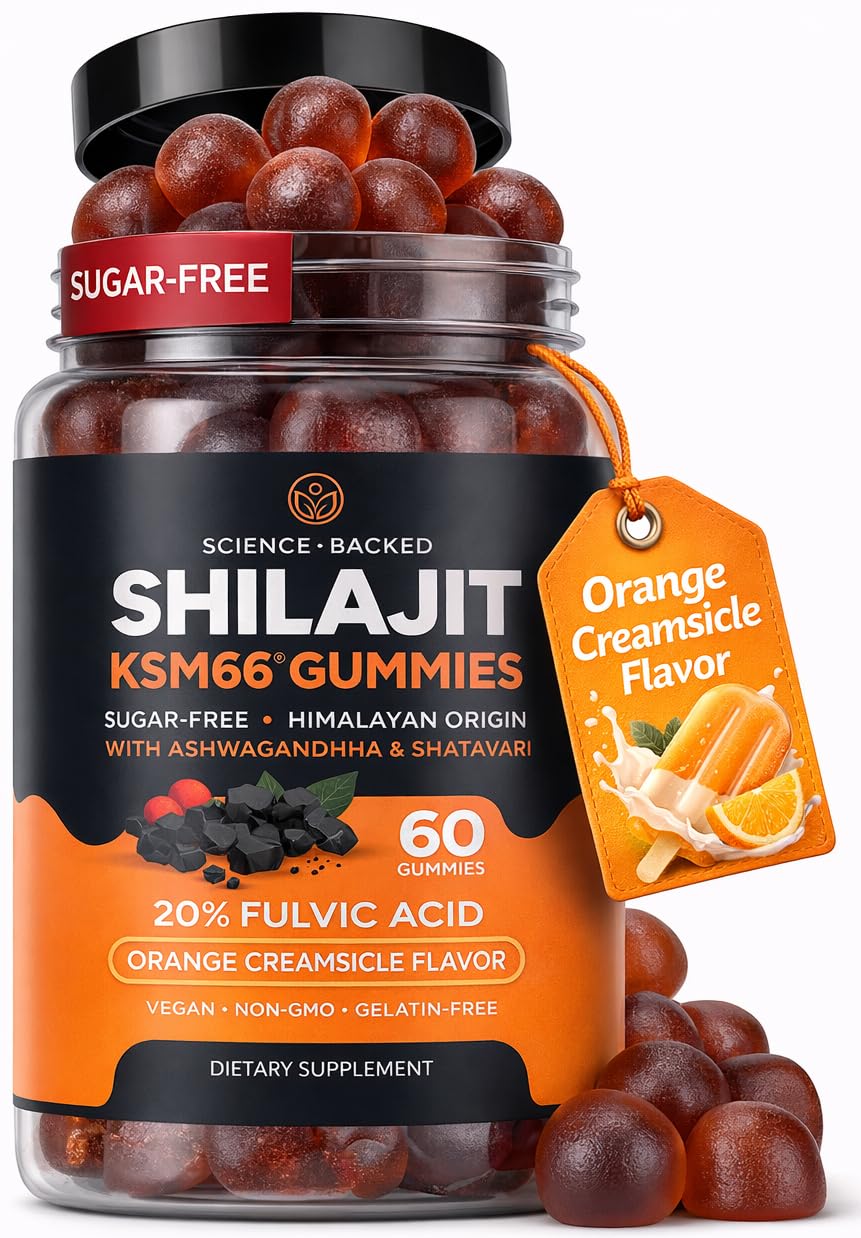 Sugar-Free Himalayan Shilajit Gummies for Men and Women [4000mg - 10:1 Extract] Focus & Energy Booster with KSM 66 Ashwagandha and Shatavari (Made in