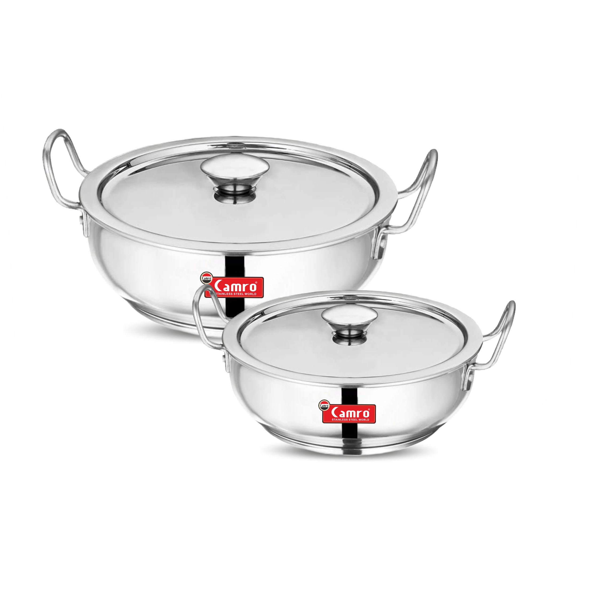 Camro Kadhai Induction Bottom with Lid 1.8 & 3.1 Liters Set of 2 | Gas Stove Compatible | Cookware kadhai | Kadhai for Deep Frying | Kadai for Cooking Stainless Steel-picture-29