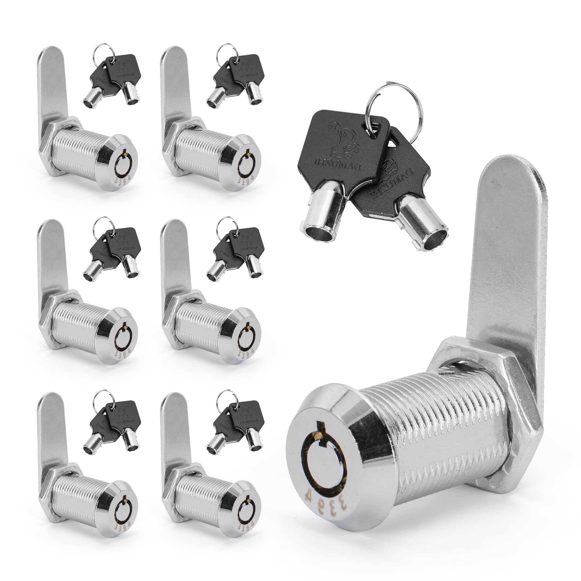 YKUKIZEE 6 PCS Thread Tubular Cam Lock Keyed Alike, 16 MM Cylinder Lock with 2 Keys Zinc Alloy, Security RV Cabinet Lock for Mailbox Letterbox Cupboard Post Box Door