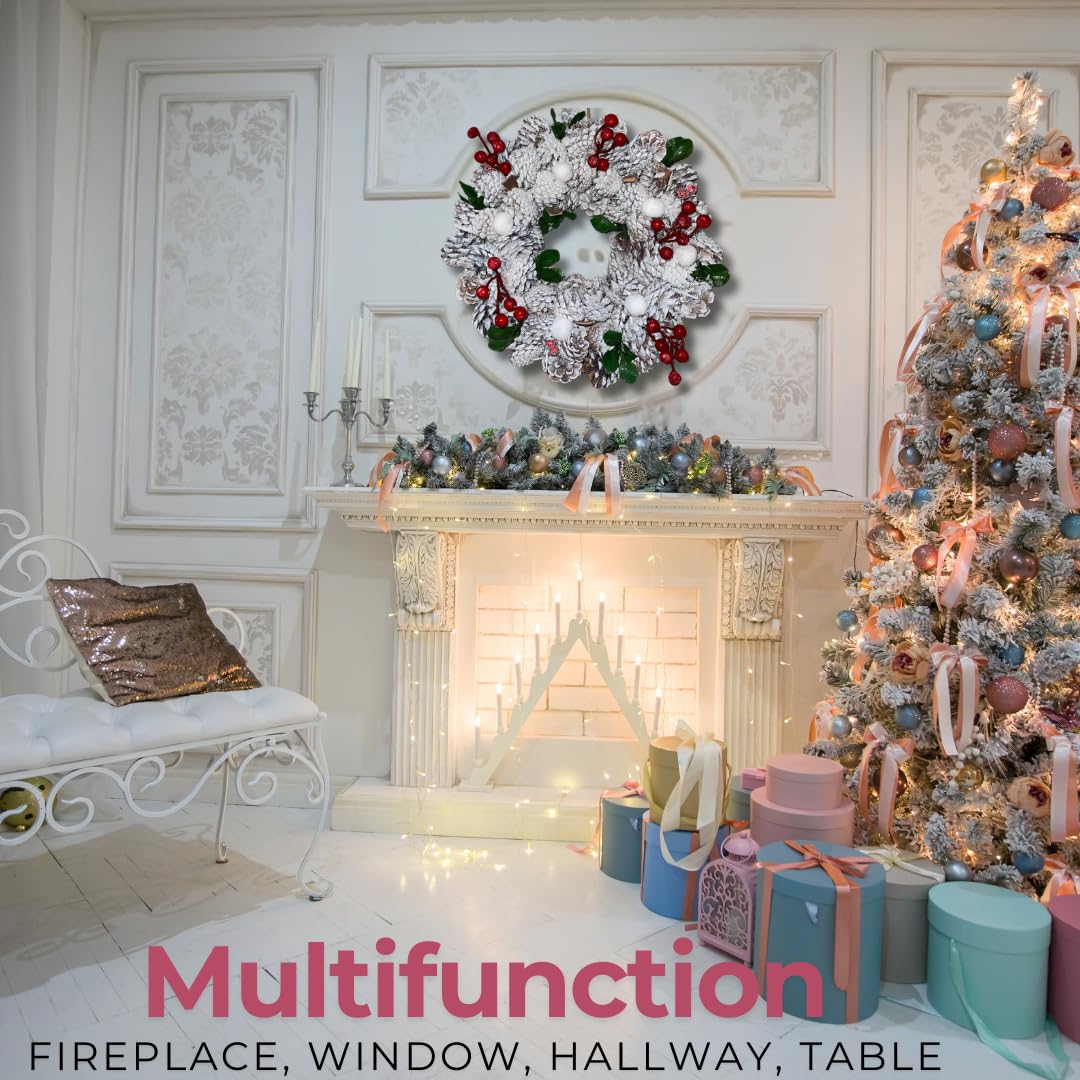 Couronne de Noël festive pour porte d'entrée avec ficelle de suspension – Décorations de Noël parfaites pour l'extérieur à ajouter à vos décorations de Noël dans notre liquidation de décorations de
