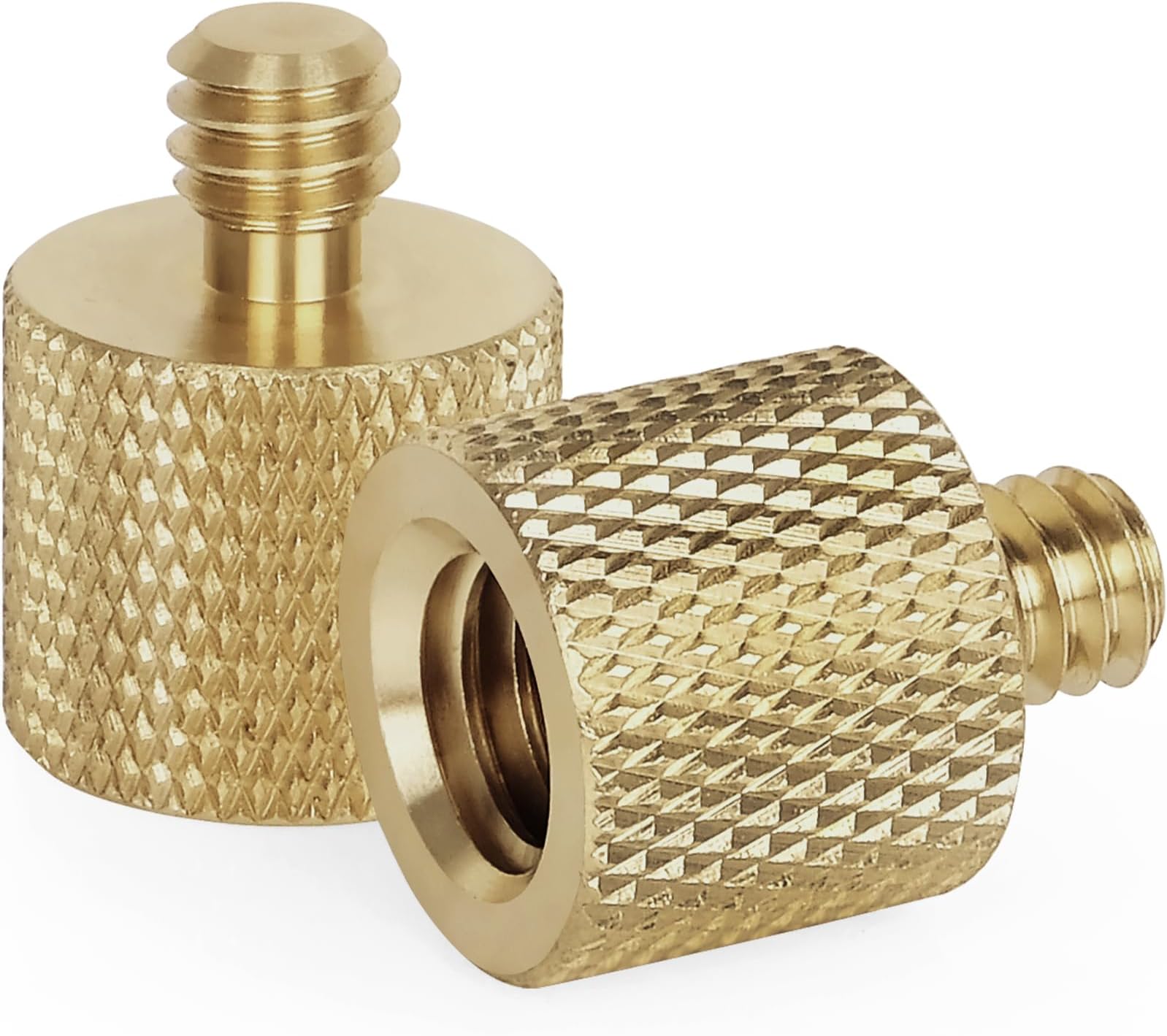 Standard 3/8"-16 Female to 1/4"-20 Male Tripod Thread Reducer Screw Adapter (Brass) Precision Made (2 Pack)