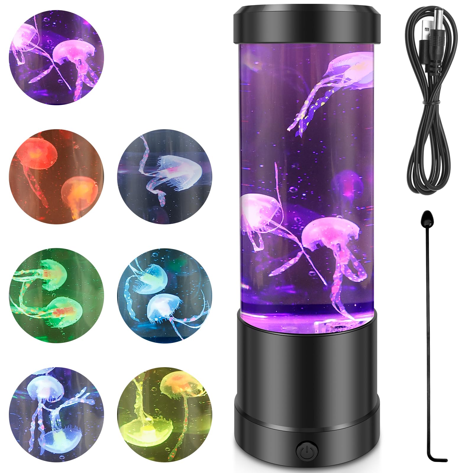 Hzuizxyo Style1 Electric Jellyfish Night Lamp,Realistic Jelly Fish Lava Light Lamp Aquarium Sensory Lights With 7 Change Colours Modes Usb/Battery Operated Led Mood Light For Kid Adult Home Or Office (Style1)